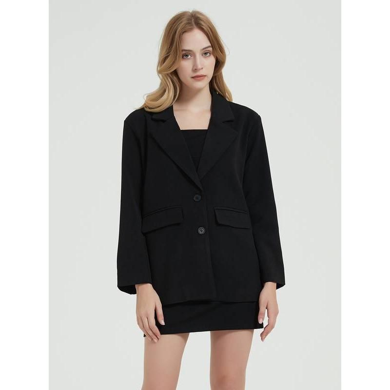 Elegante abrigo blazer negro para mujer