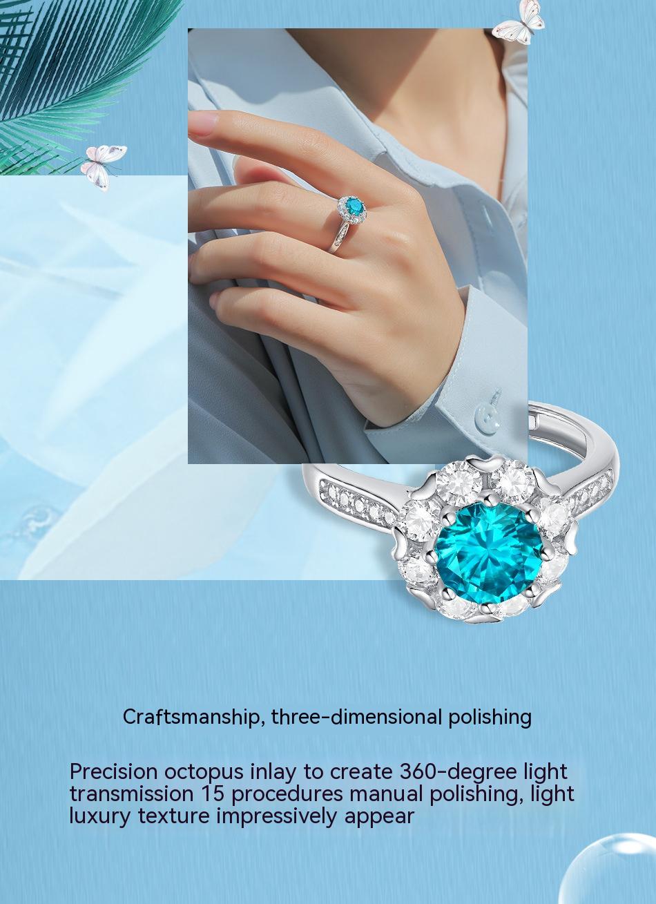 S925 Silver Blue Chic Ice Blue Adventure Women's Ring Jewelry - Dazpy