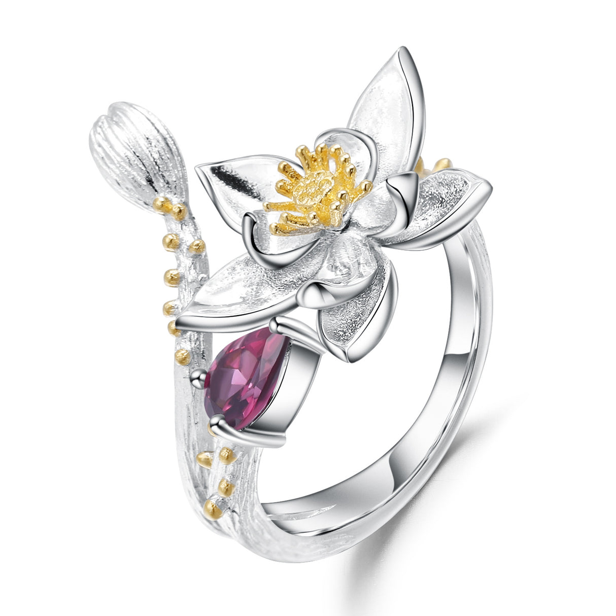 Ring Inlaid With Gem Natural Wind Flowers - Dazpy