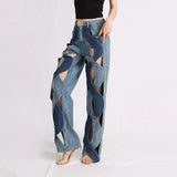 High Waist Floral Zippered Distressed Jeans