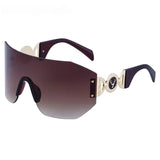 Oversized Shield Rimless Sunglasses