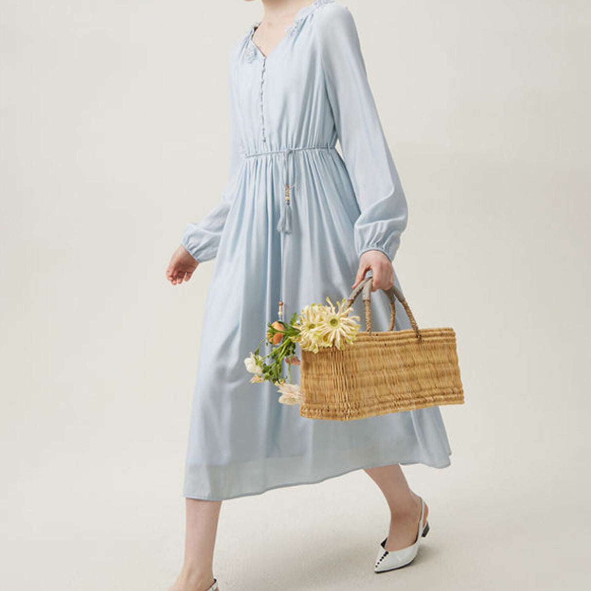 French Pastoral Style Long-sleeved Dress for Women