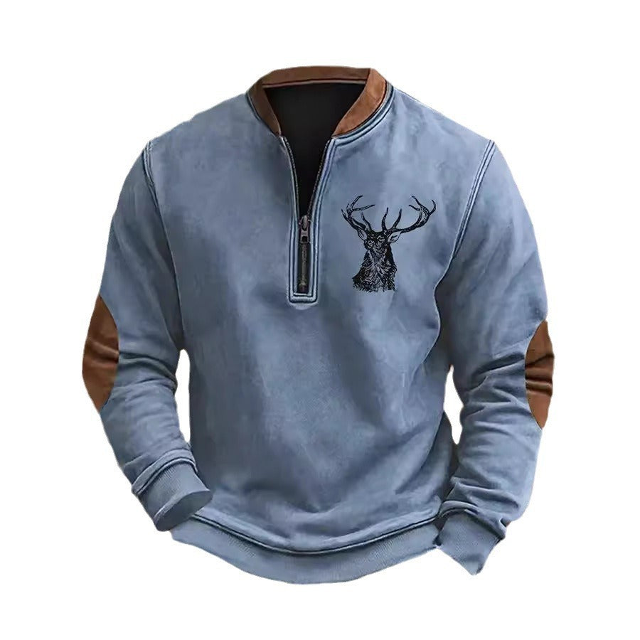 Polo Buckle Sweater 3D Printing Men's Half Zipper Printing