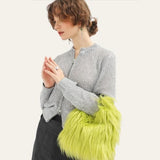 Plush Faux Fur Bucket Bag