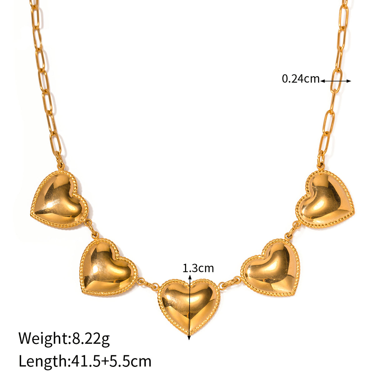 Gold-Plated Heart Pendant Stainless Steel Necklace