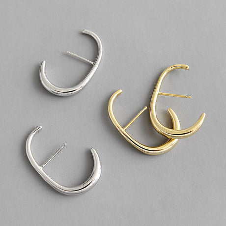 INS Cool Wind Minimalist Type C S925 Sterling Silver Stud Earrings - Dazpy