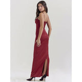 Elegant Spaghetti Strap Backless Maxi Dress