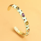 Jewelry Exotic Multicolor Heavy Copper Inlaid Zircon Opening Bracelet - Dazpy