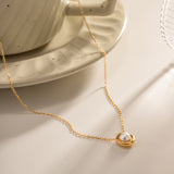 Elegant Stainless Steel Pearl Pendant Necklace for Women