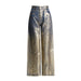 Colorblock Casual Denim Floor Length Trousers For Women