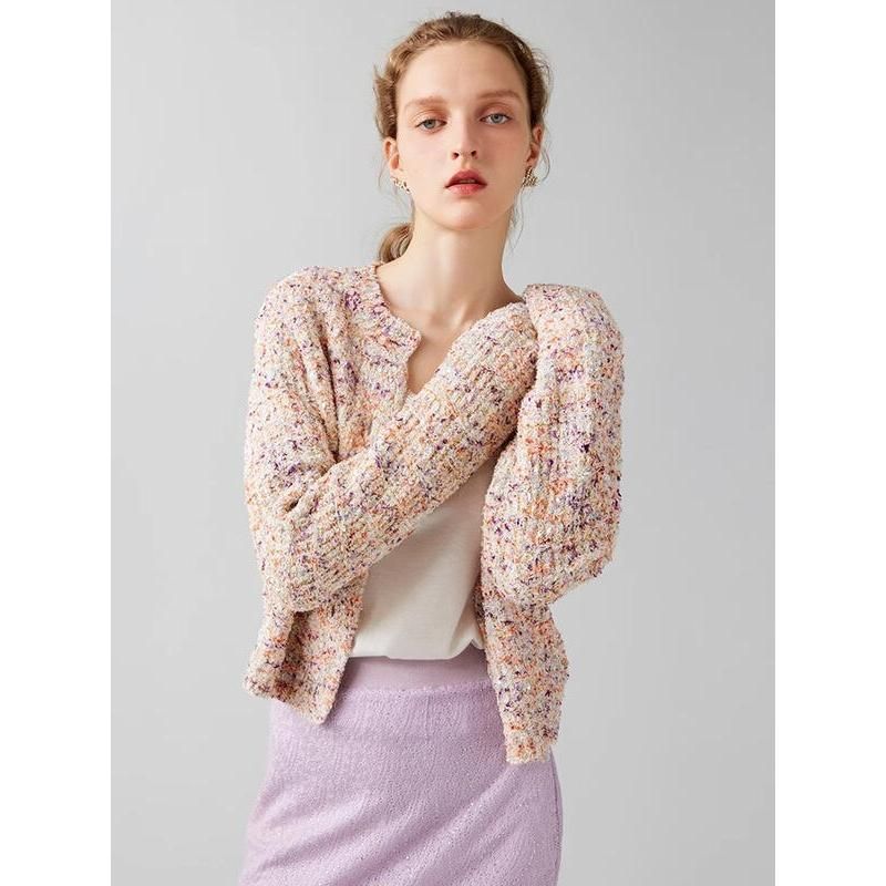 Eleganter kurzer Cardigan mit geometrischem Muster für Damen