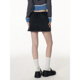 Versatile Two-Way Detachable Black Denim Skirt