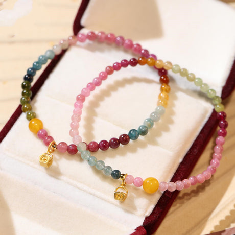 Single-loop Tourmaline Charm Bracelet With Nissin Charm - Dazpy