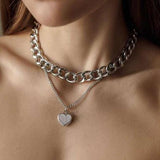 Trendy Cross Heart Pendant Necklace for Women – Elegant Sweater Accessory