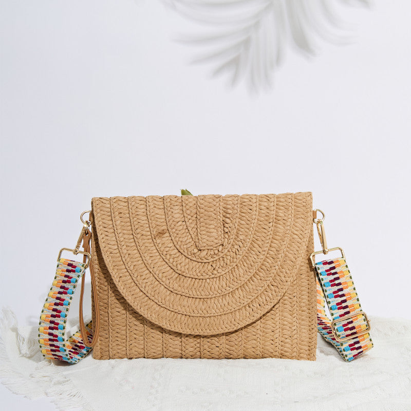 Bolso de mano de paja bohemio para mujer