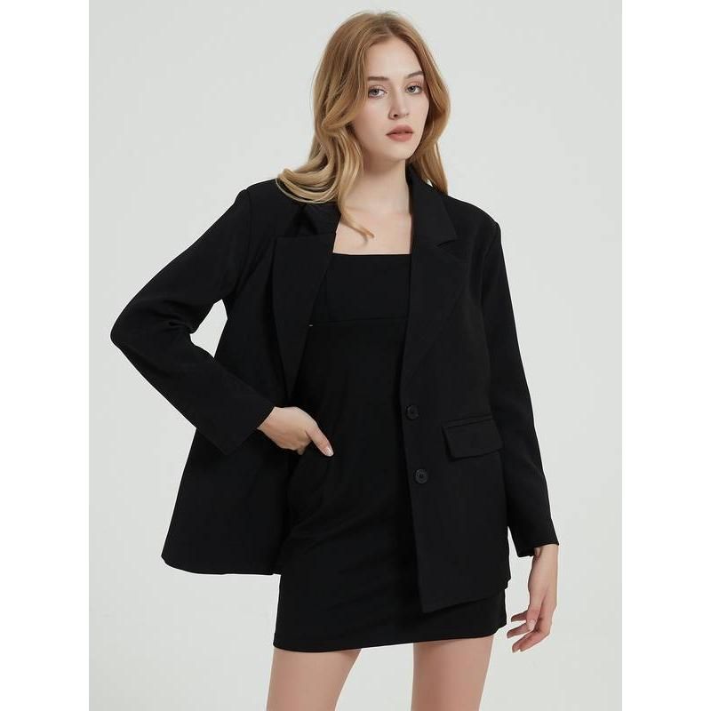 Elegante abrigo blazer negro para mujer