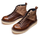 Botines de moto de cuero vintage para hombre