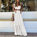 Vestido evasé plisado sin mangas con detalle de encaje