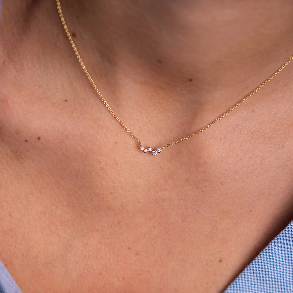 Single Row Diamond Collarbone Necklace - Dazpy