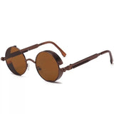 Luxuriöse, runde Steampunk-Sonnenbrille für Damen und Herren