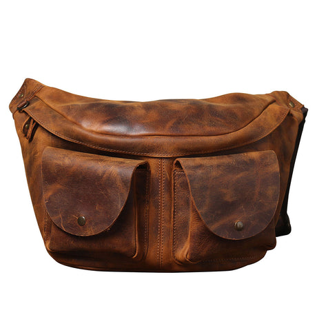 First Layer Cowhide Genuine Leather Large Capacity Waist Bag - Dazpy