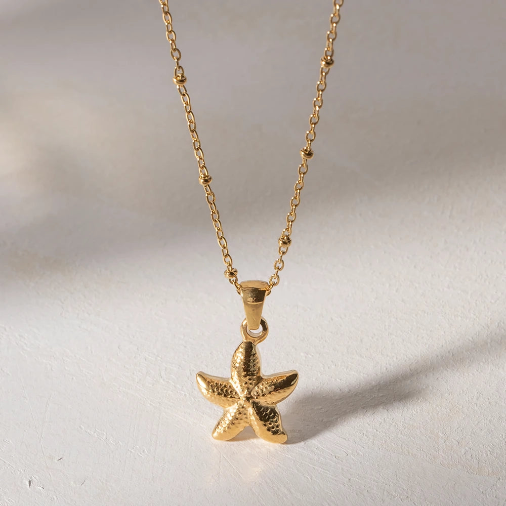 18k Gold Plated Seaside Starfish Pendant Necklace