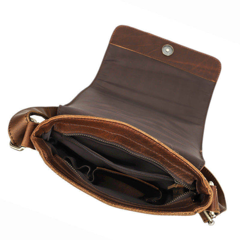 Horse Cowhide European And American Trendy Men's Shoulder Messenger Bag - Dazpy