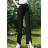 Trendy schwarze Bootcut Hose mit Micro Flare