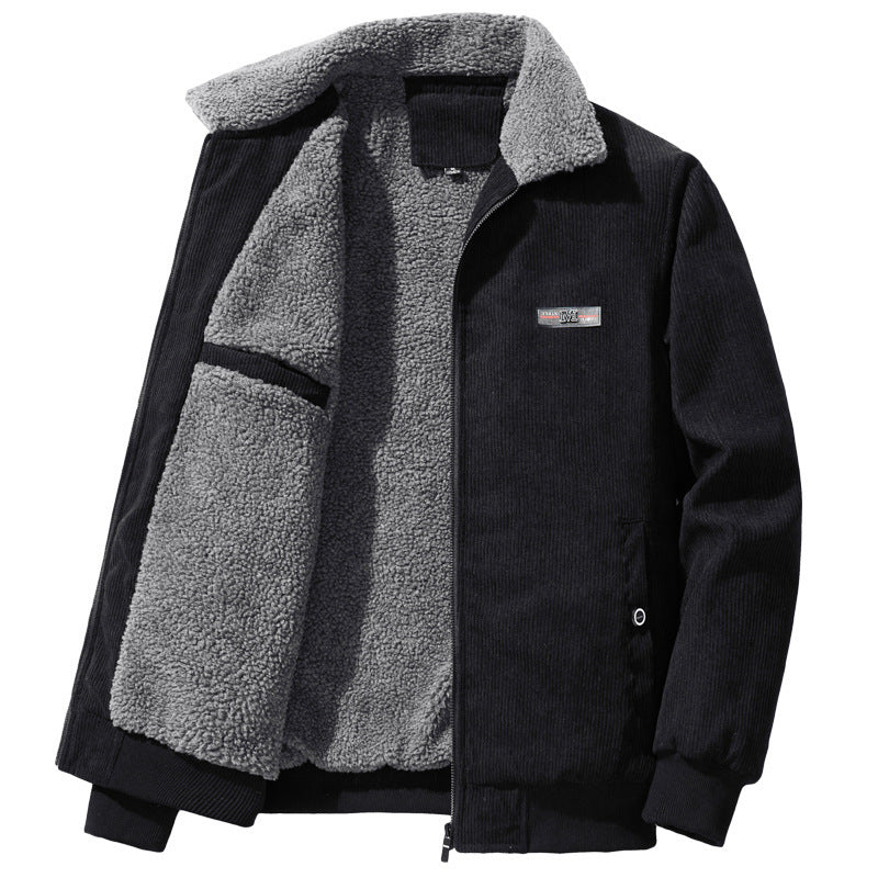 Winter Cord Mantel Herren Fleece-gefüttert Dicken Mode Stehkragen