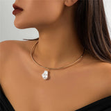 Creative Imitation Pearl Pendant Torques Choker Necklace