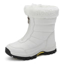 Botas de media pantorrilla para mujer con cremallera frontal y forro polar