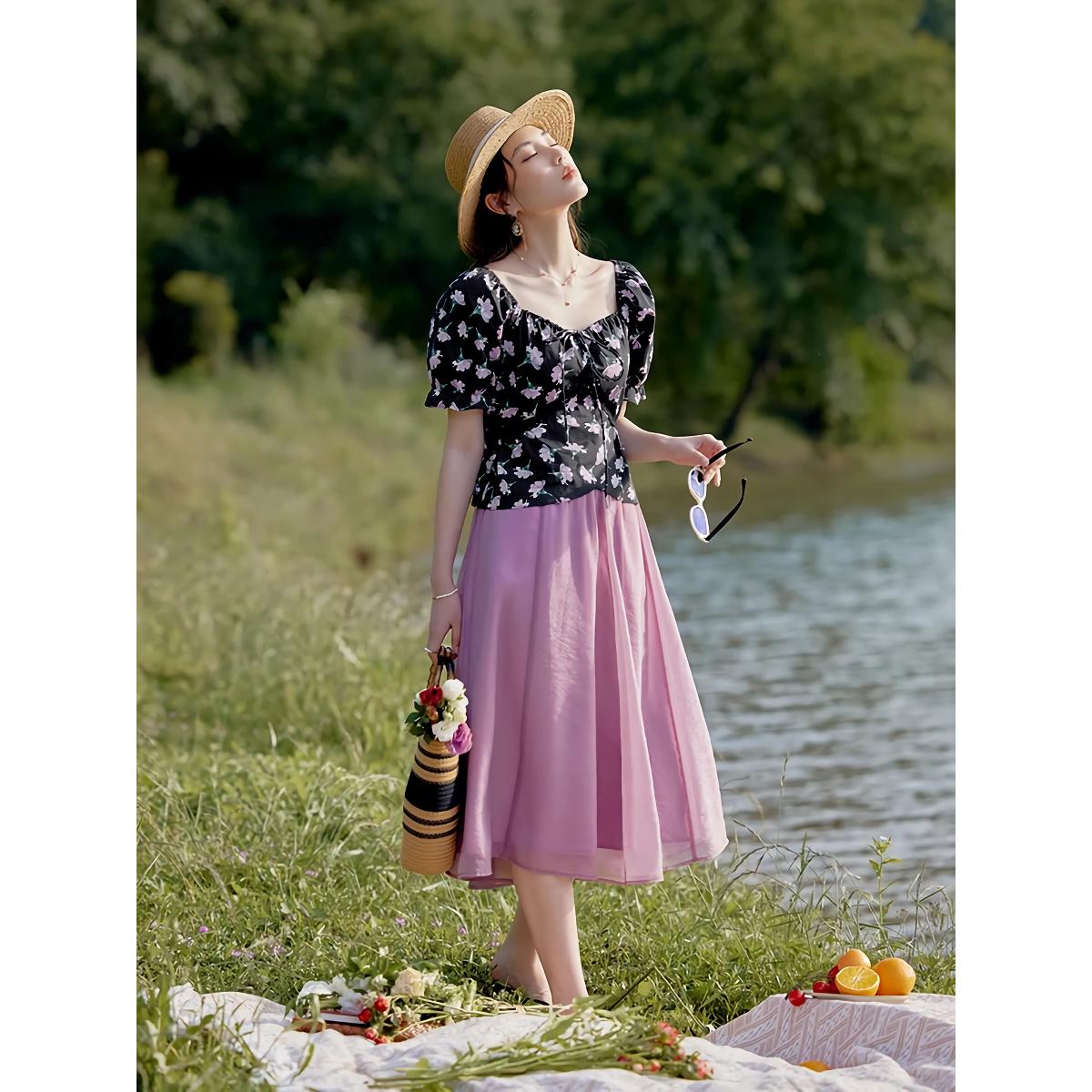 Falda tutú de corte A con cintura elástica elegante de verano