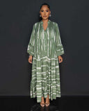 Geometric-Print Loose-Waist Pullover Dress