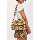 Leopard Print Faux Fur Crossbody Bag for Women