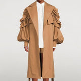 Lapel Long Sleeve Trench Coat