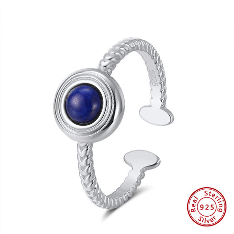 Sterling Silver Ring Natural Lapis Lazuli - Dazpy