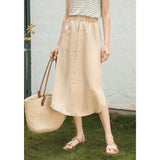 Elegant Cotton Linen Maxi Skirt