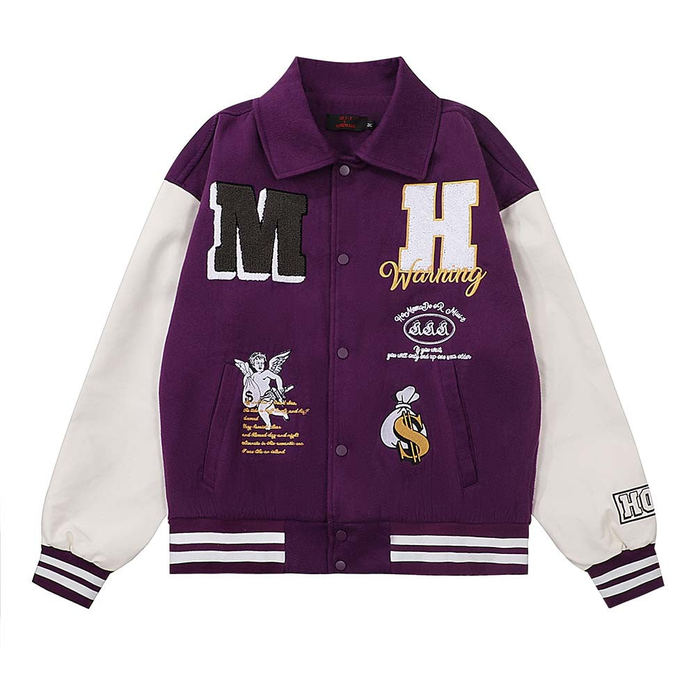 Men's Jacket Embroidered Color Matching Baseball Uniform