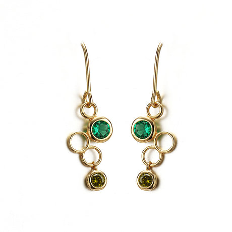 Women's Sterling Silver Green Bubble Earrings - Dazpy