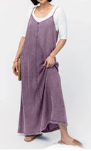 Vestido largo de algodón con tirantes y bolsillos