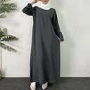 Vestido largo de manga larga con cuello redondo para mujer