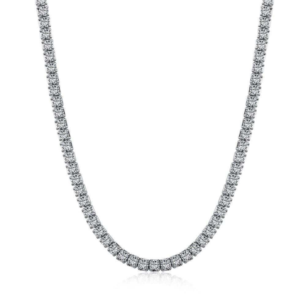 Single Row Diamond Inlaid Zircon Full Diamond Tennis Chain - Dazpy