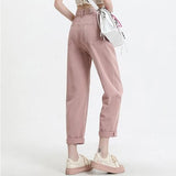 High Waist Pink Harem Jeans for Women