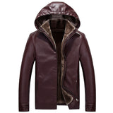 Chaqueta de cuero PU con capucha de lana de felpa de estilo nuevo de invierno para hombre, gruesa y aterciopelada