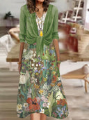 Conjunto de top estampado y vestido largo para mujer