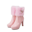 Round-Toe Block-Heel Ankle Boots