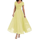 Vestido largo de noche de manga corta para mujer