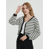 Dicker Strick-Cardigan mit Vintage-Streifen