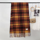 Elegant Checkered Cashmere Shawl Scarf - Thick & Warm Wrap