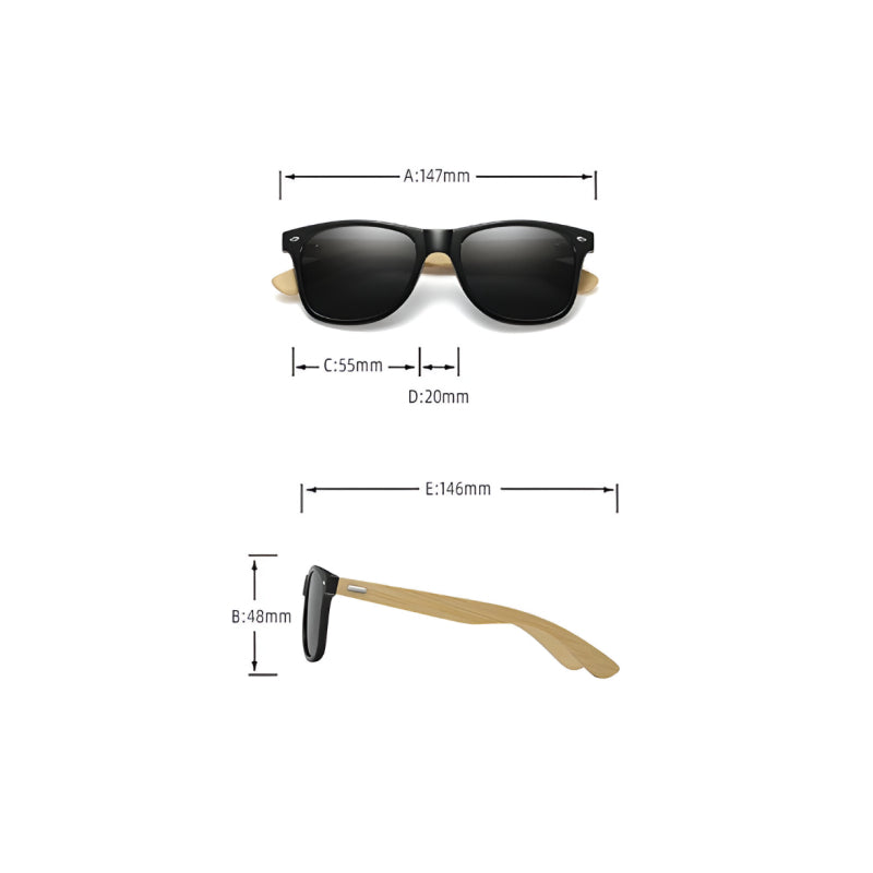 Quadratische Sonnenbrille im Vintage-Stil aus Bambusholz